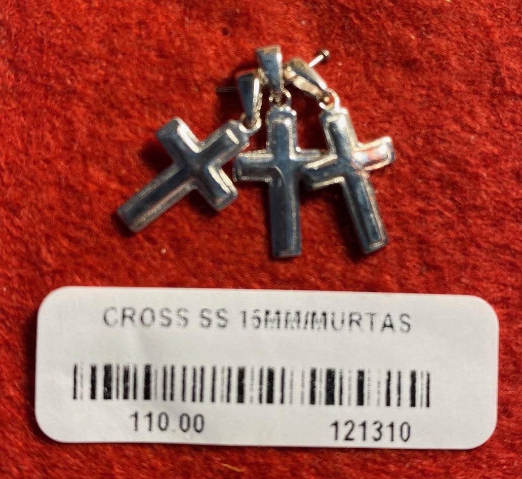 Stainless silver cross 15mm (small)