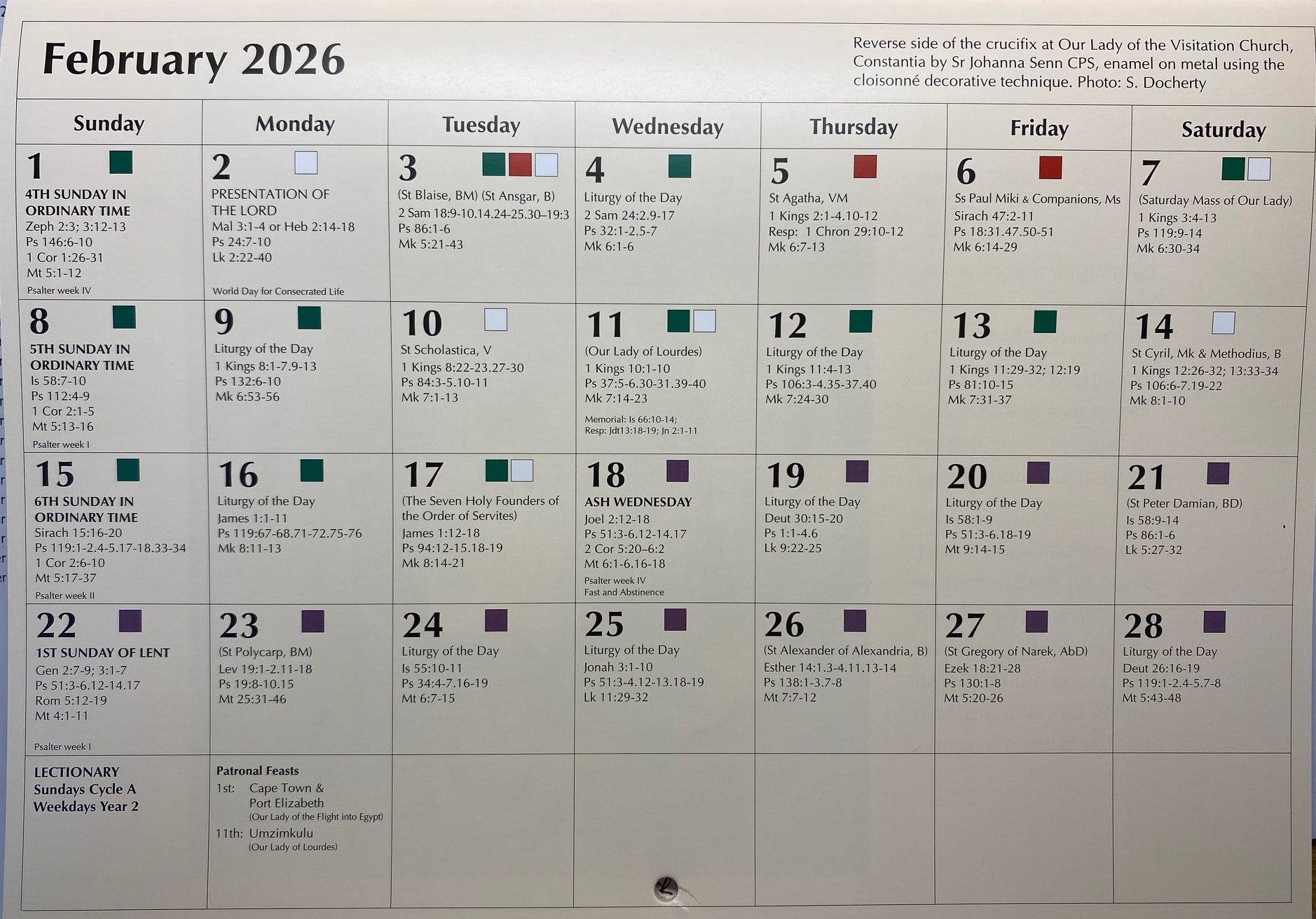 Liturgical Calendar 2026