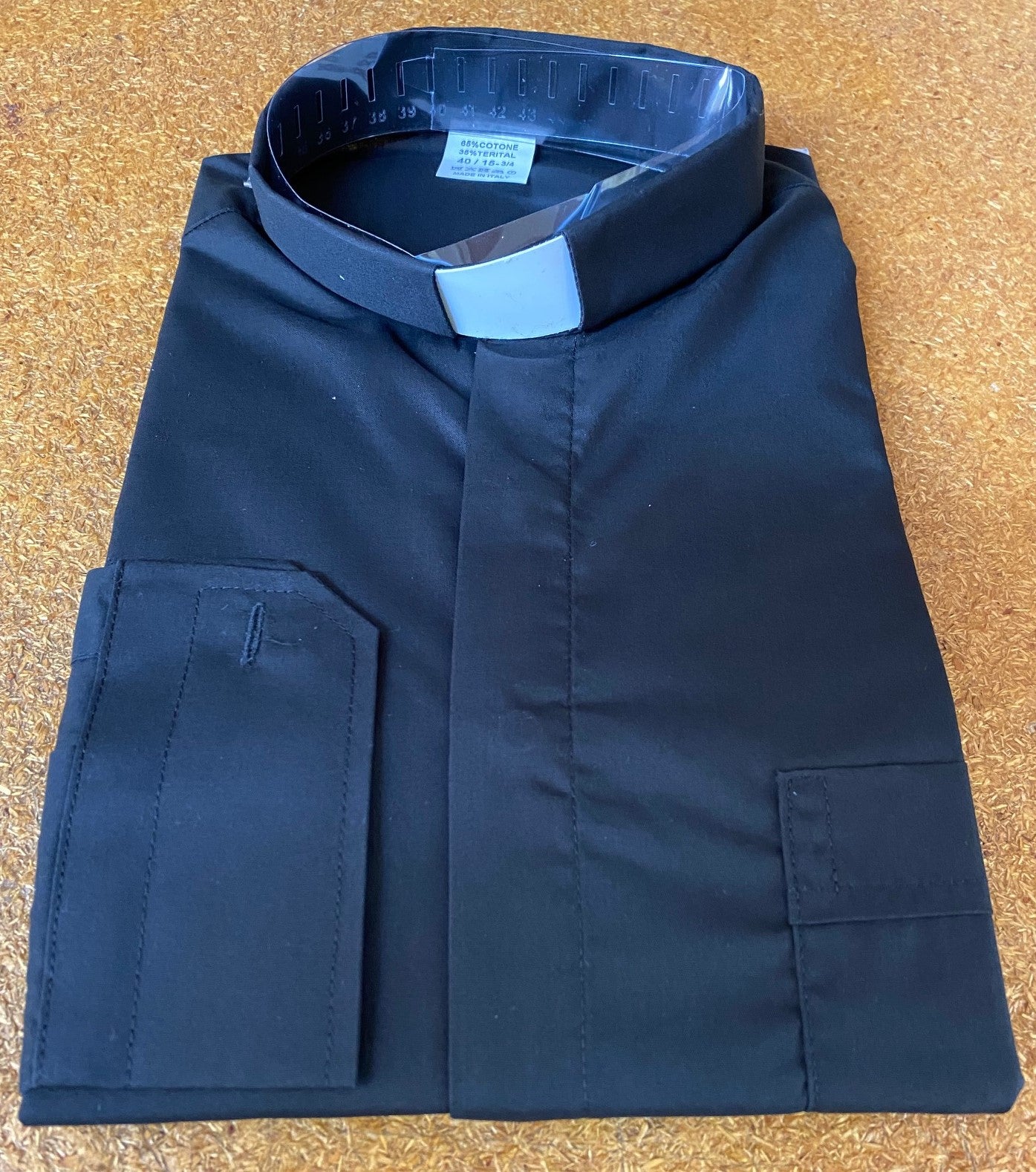 Clerical shirt Long sleeved Black Medium