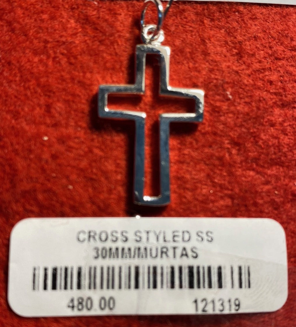 Sterling Silver Styled Cross 30mm