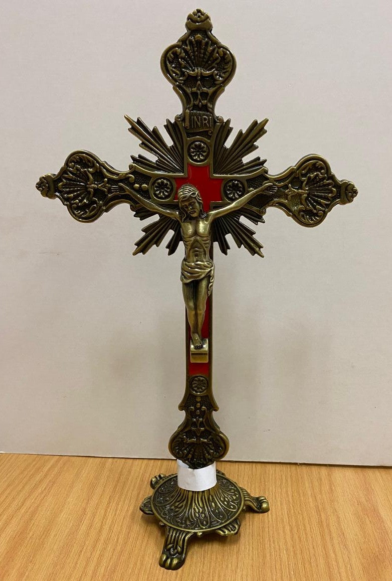 Crucifix Standing brass 33cm