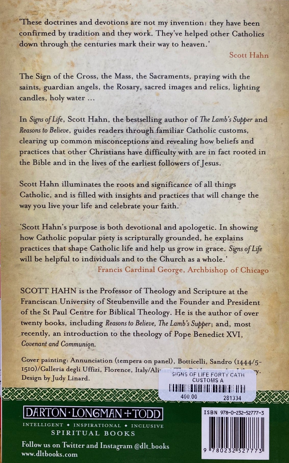 Book back cover with text and a barcode on a brown background