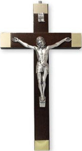 Walnut Wood Wall Crucifix 25cm