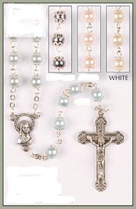 Rosary Glass Imitation Pearl Capped Beads