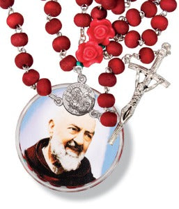 Padre Pio wood perfumed rosary