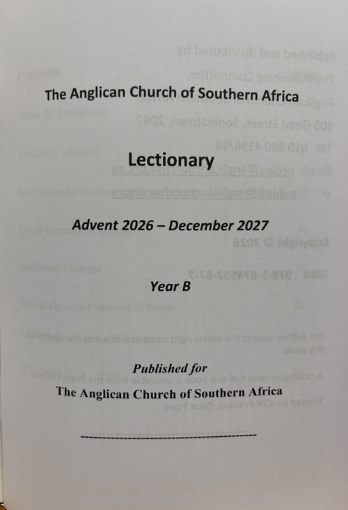 Anglican Lectionary 2026-2027