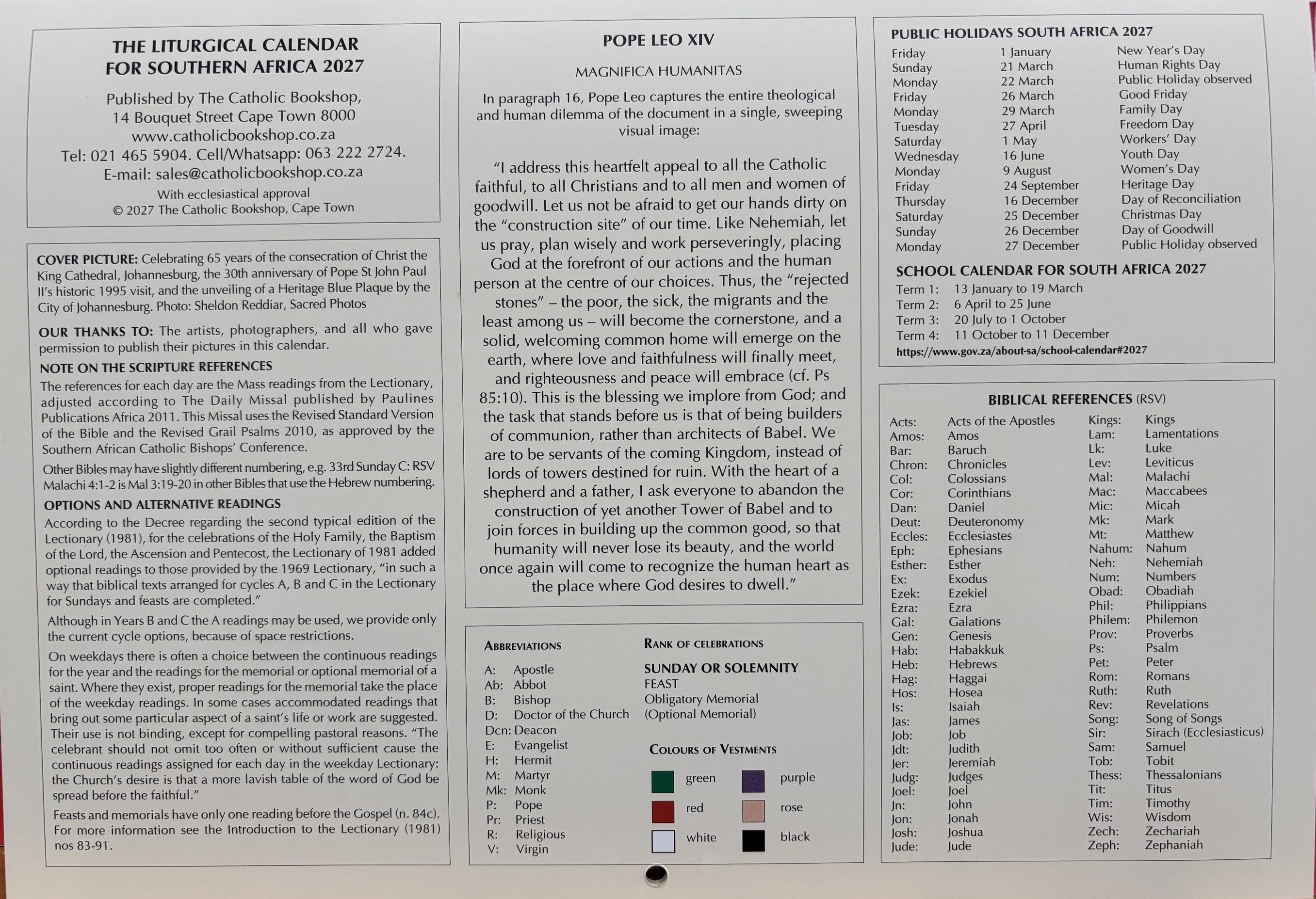 Liturgical Calendar 2027