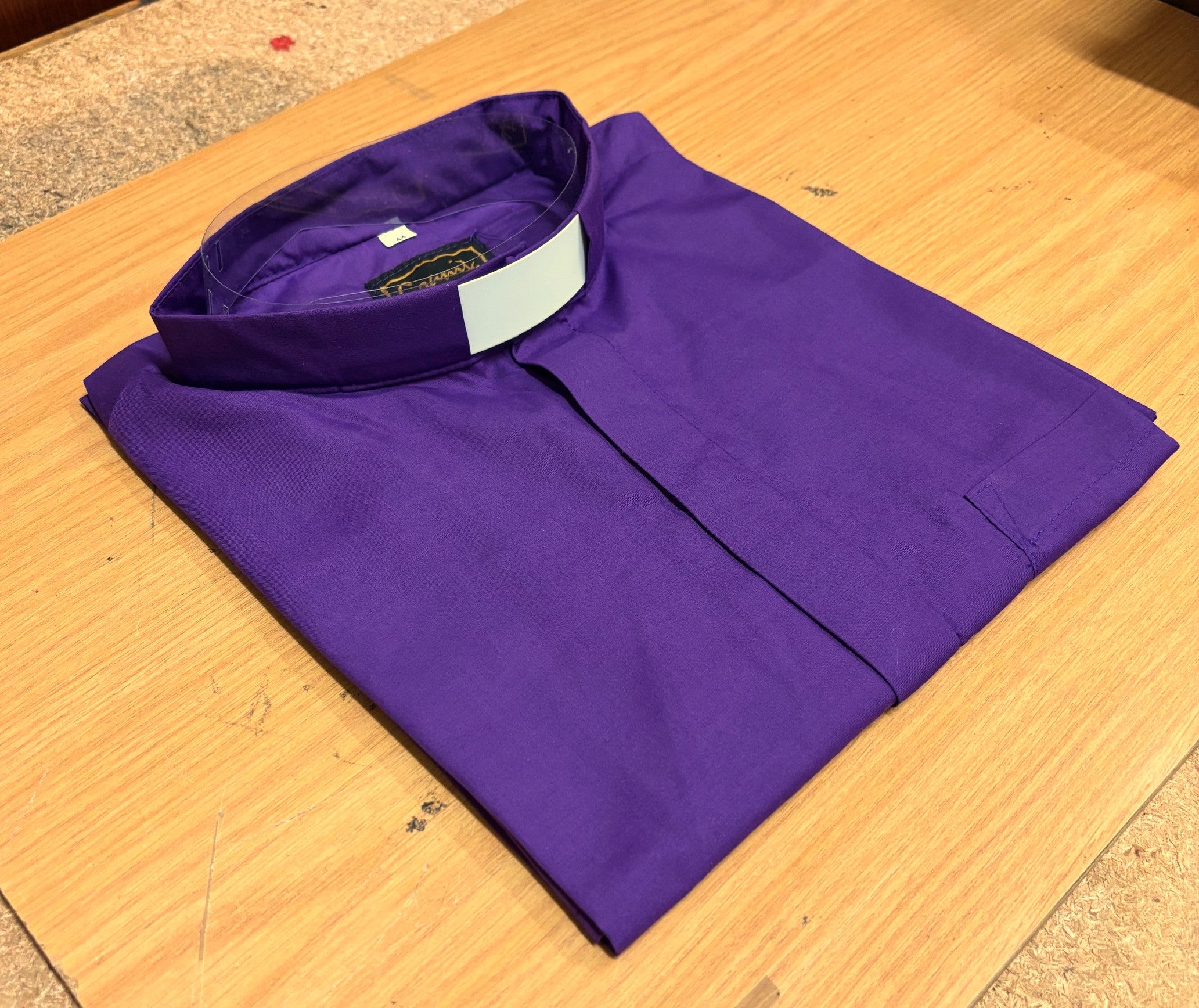Clerical Shirt Purple short-sleeved