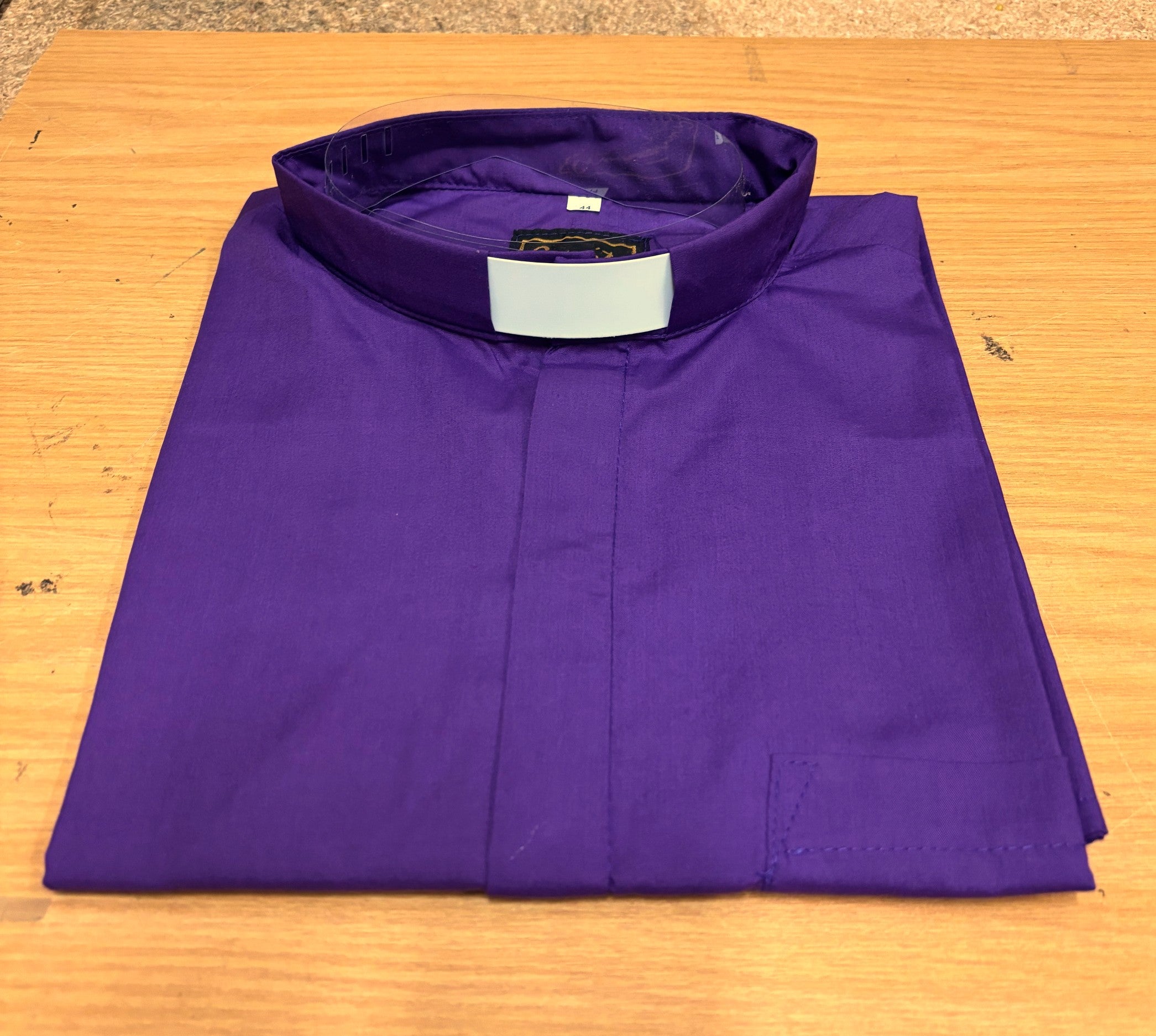 Clerical Shirt Purple short-sleeved