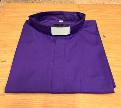 Clerical Shirt Purple short-sleeved