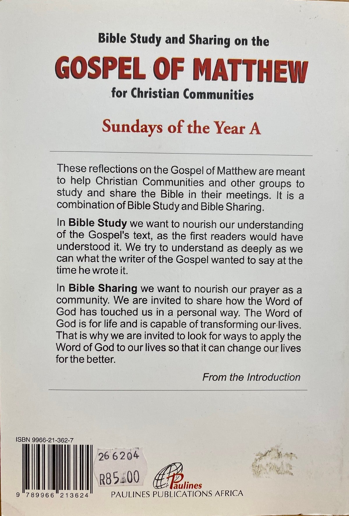 Bible Study and Sharing on the GOSPEL of MATTHEW