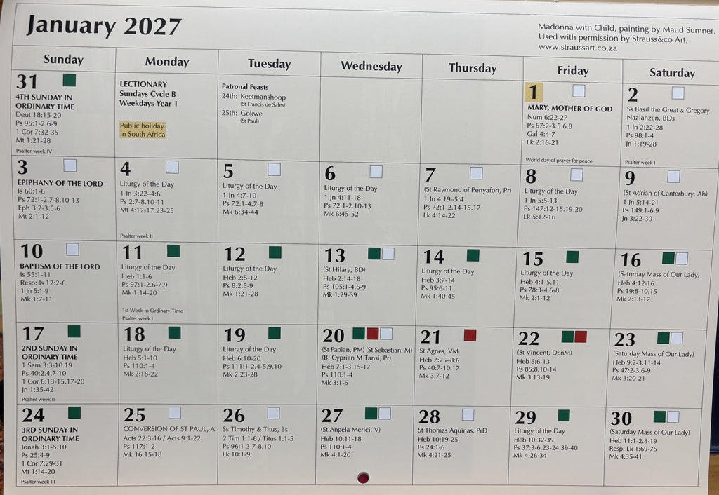 Liturgical Calendar 2027