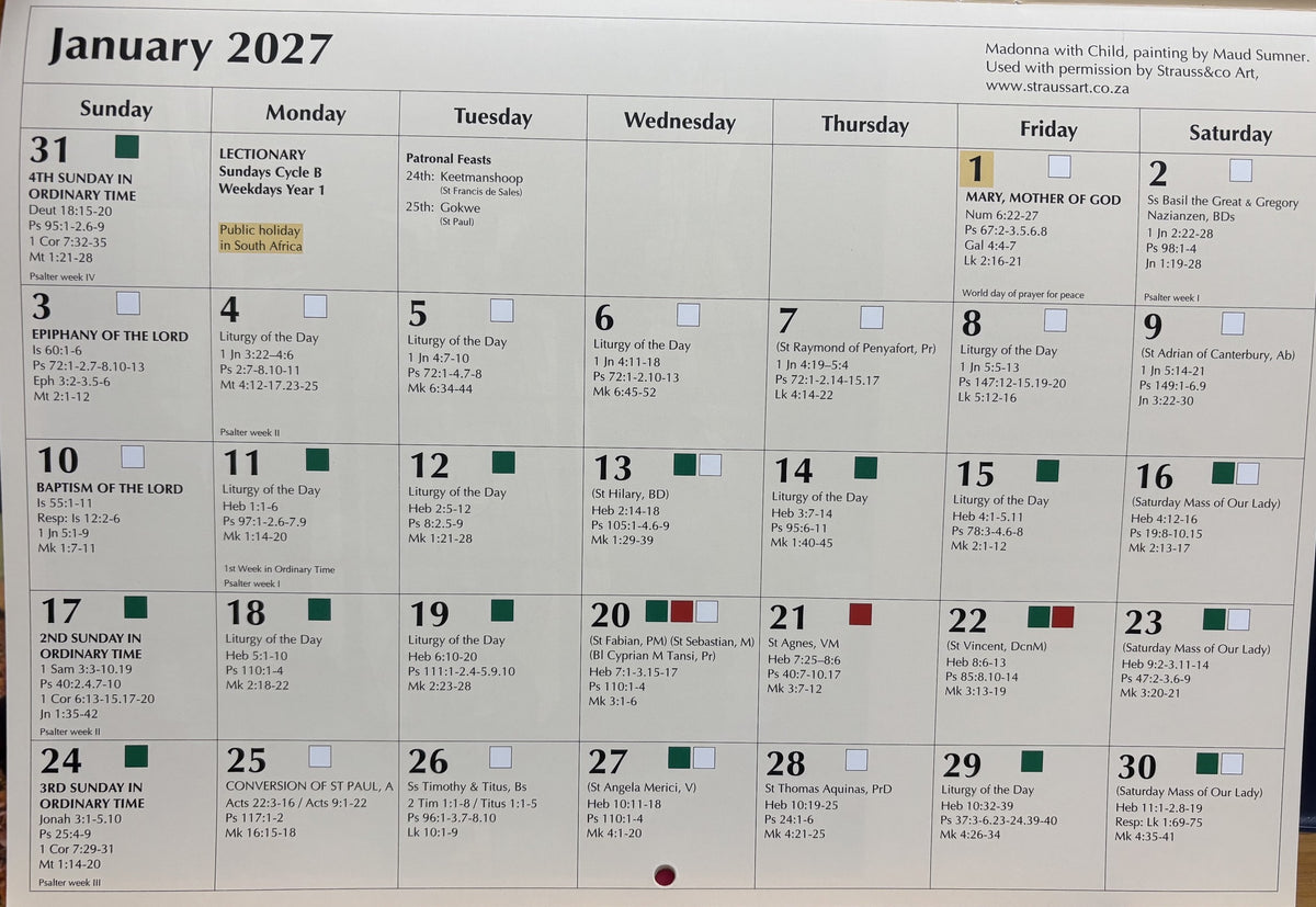 Liturgical Calendar 2027
