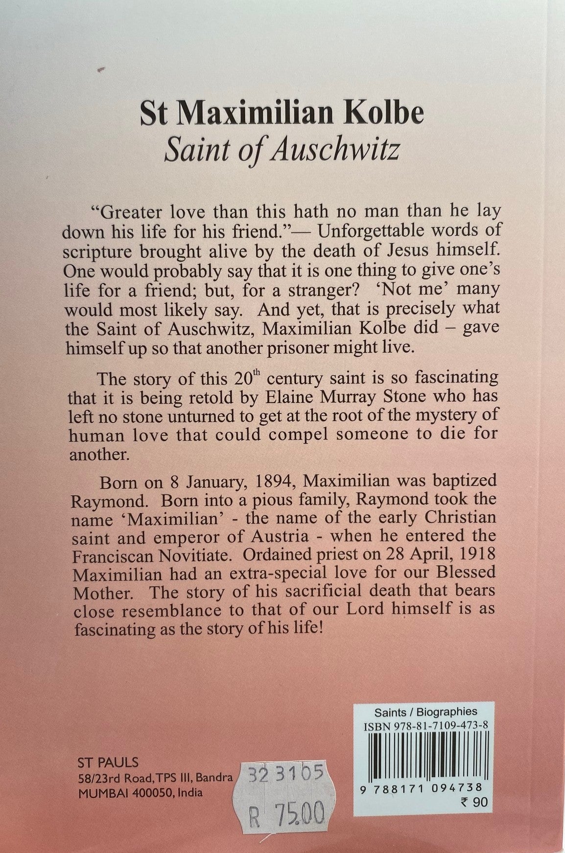 St Maximillian Kolbe Saint of Auschwitz