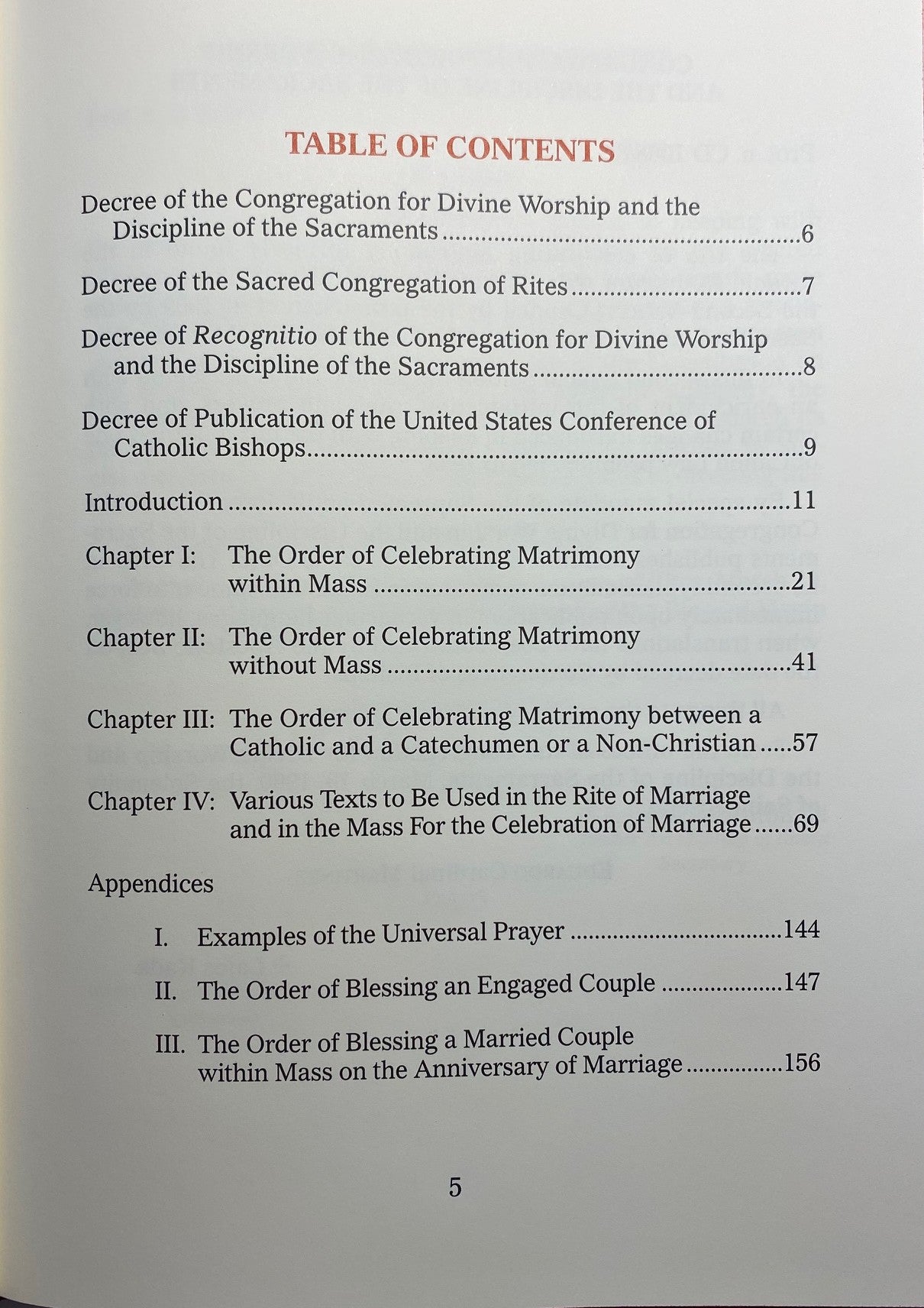 The Order of Celebrating Matrimony
