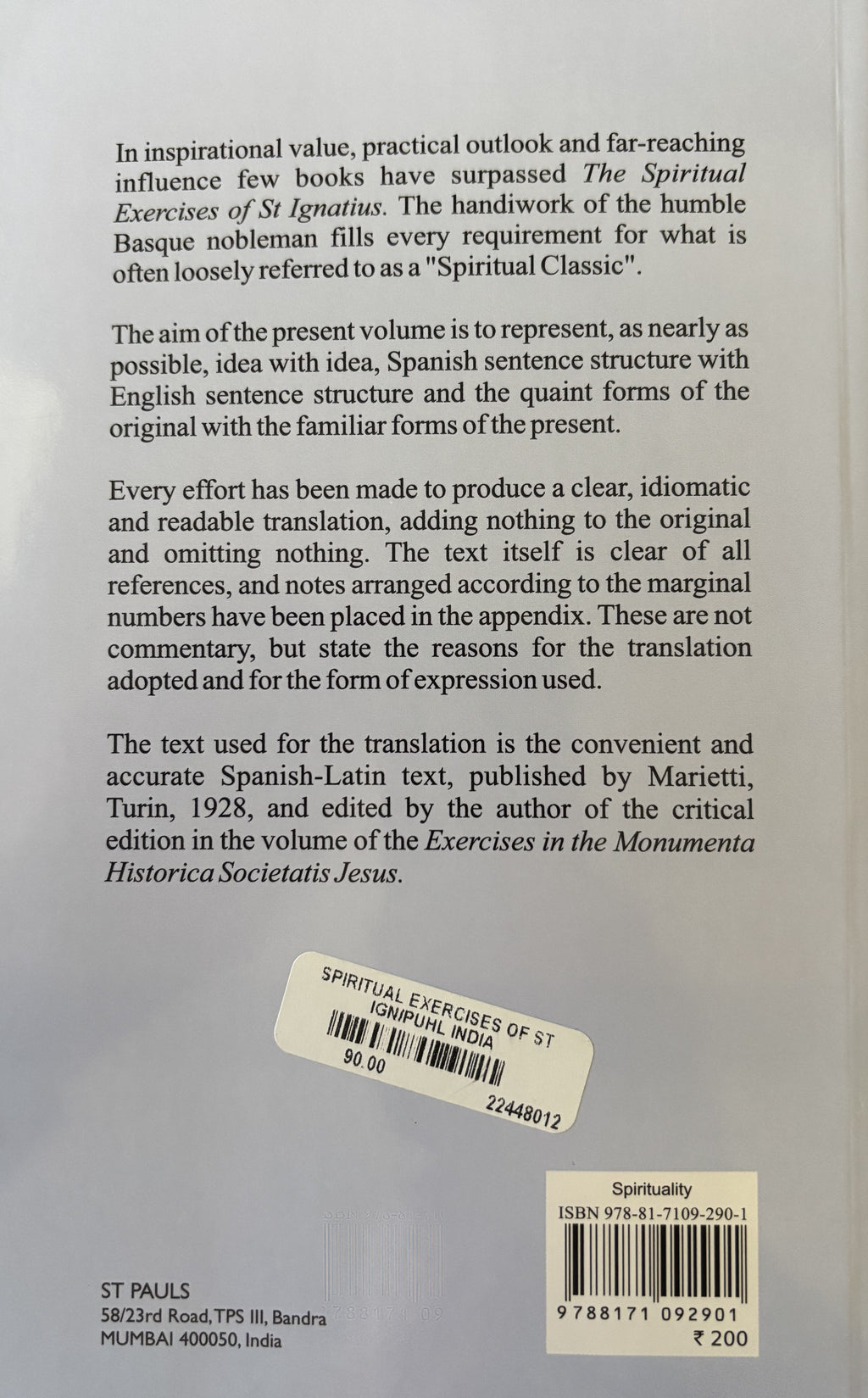 The Spiritual Exercises of St Ignatius