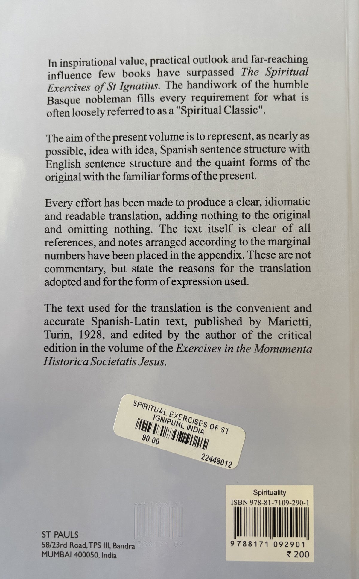 The Spiritual Exercises of St Ignatius