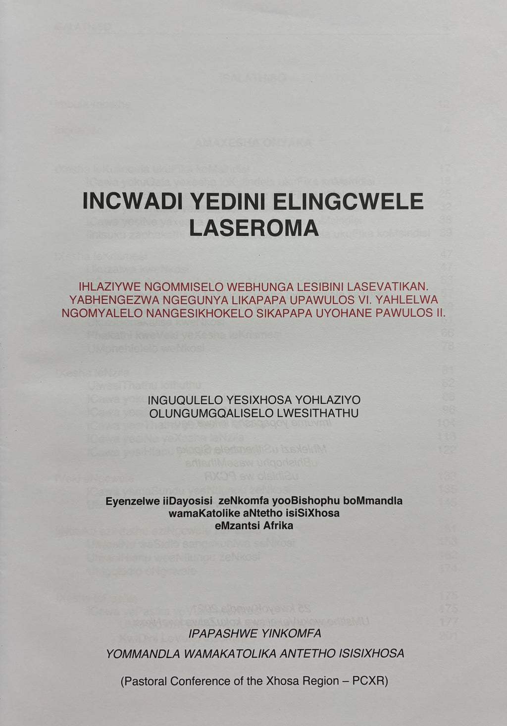 Xhosa Altar Missal Incwadi yeDini elingcwele laseRoma