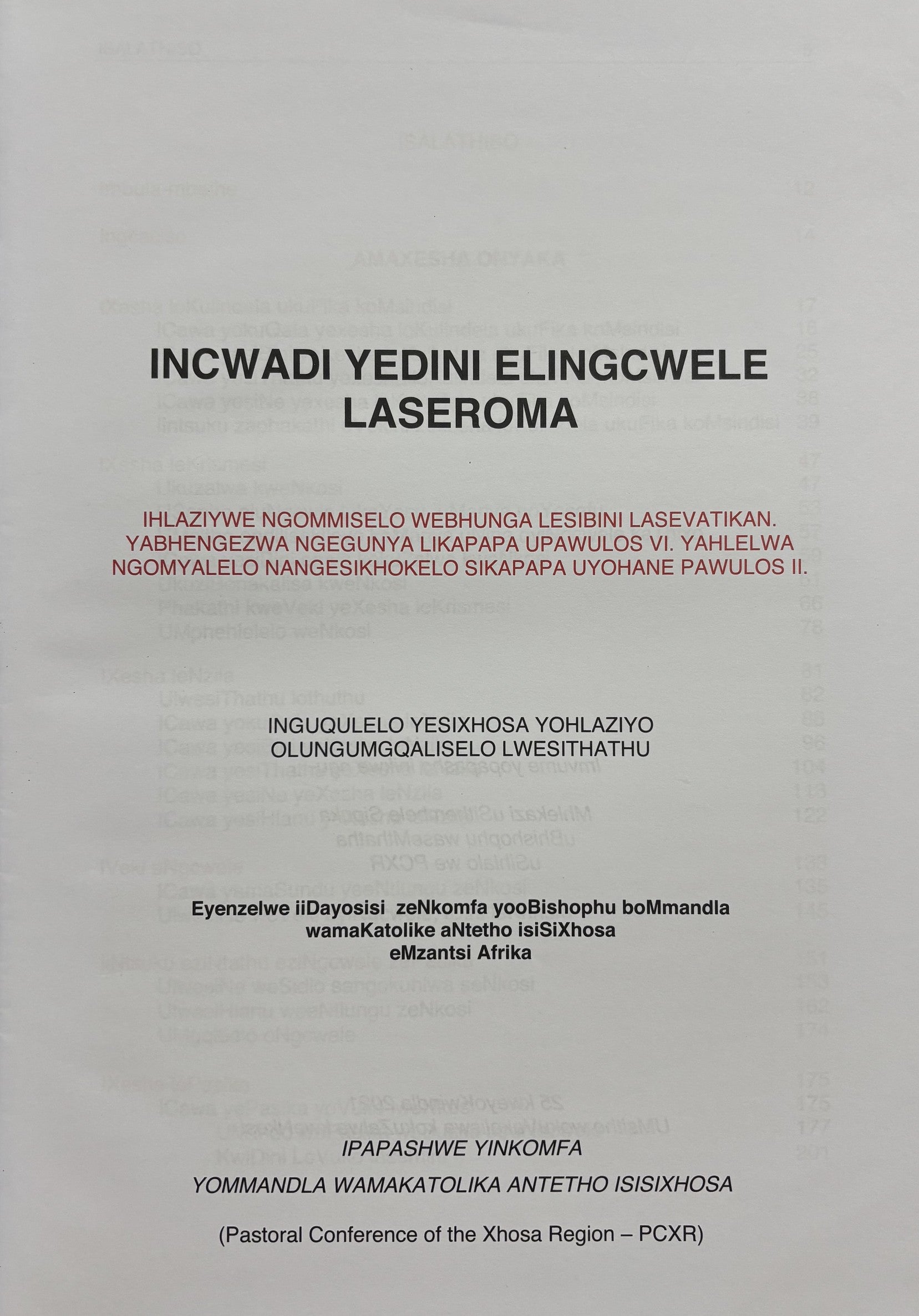 Xhosa Altar Missal Incwadi yeDini elingcwele laseRoma