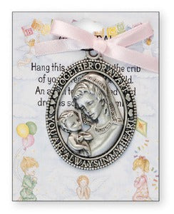 Baby Crib or Cot Plaque for  Girl - Pewter