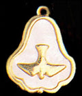 Bevestigingsmedalje - Klokvormig - met Duif