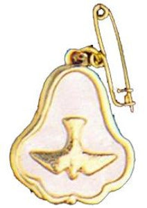 Confirmation Medal - Bell Shaped - with Dove - and Pin