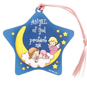 Star shaped Baby Plaque  with pink ribbon