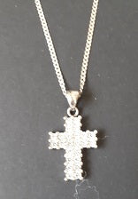 Necklet Sterling Silver Crystal Cross
