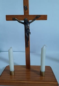Standing Crucifix with Two Candles