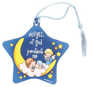 Star shaped Baby Plaque with blue ribbon