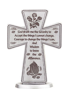 Serenity Prayer Pewter Standing Cross